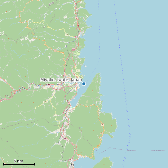 Map of Miyako, Iwate, Japan Tide Prediction Station