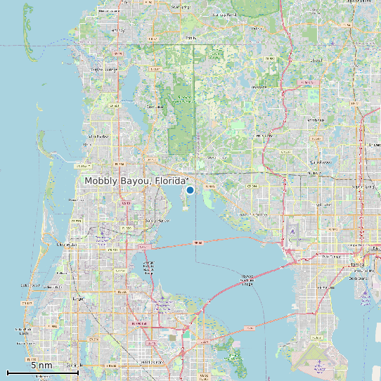 Map of Mobbly Bayou, Florida Tide Prediction Station