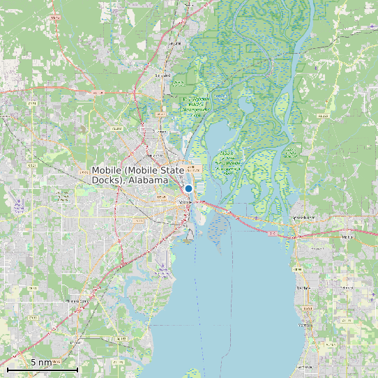 Map of Mobile (Mobile State Docks), Alabama Tide Prediction Station