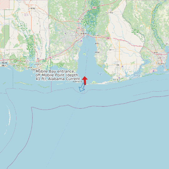 Map of Mobile Bay entrance, off Mobile Point (depth 41 ft), Alabama Current Prediction Station
