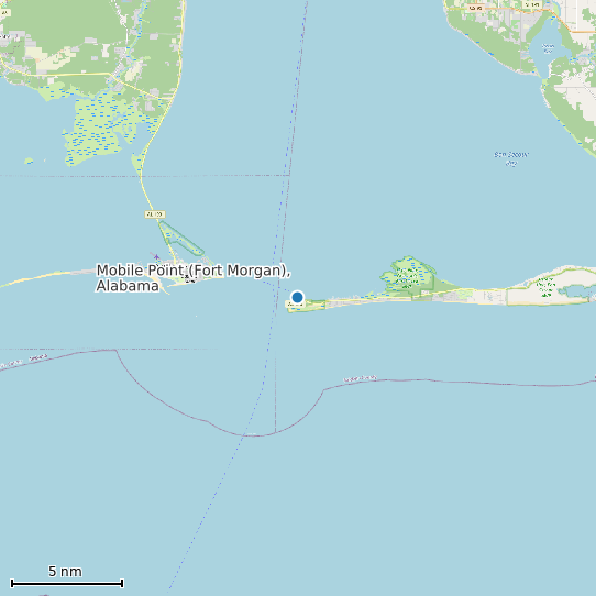 Map of Mobile Point (Fort Morgan), Alabama Tide Prediction Station