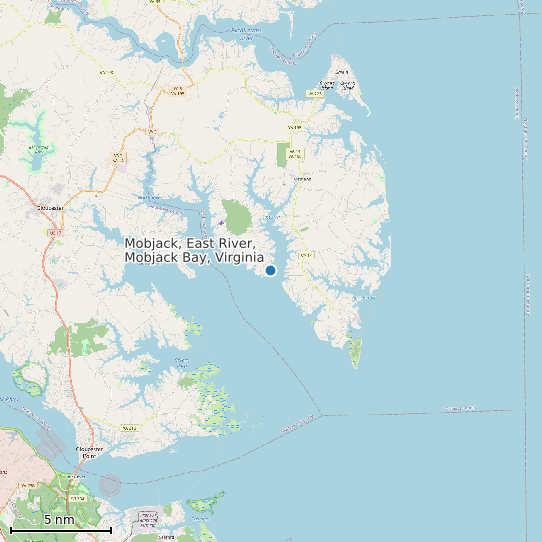 Map of Mobjack, East River, Mobjack Bay, Virginia Tide Prediction Station