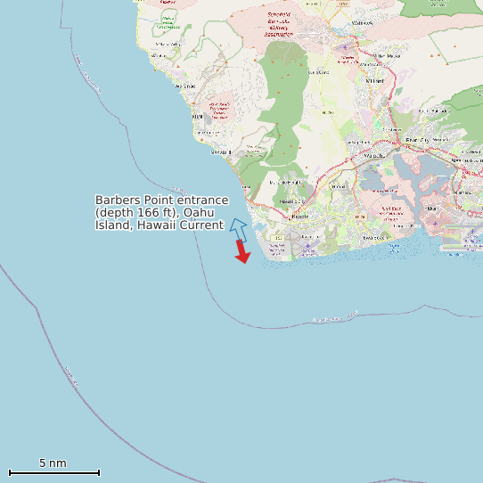 Map of Barbers Point entrance (depth 166 ft), Oahu Island, Hawaii Current Prediction Station