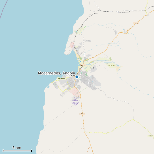 Map of Mocamedes, Angola Tide Prediction Station