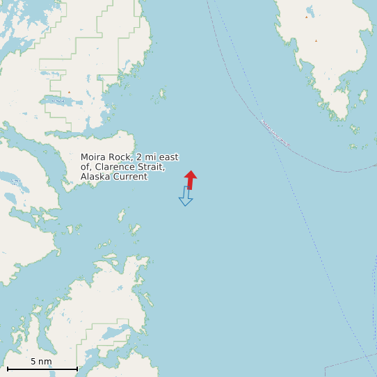 Map of Moira Rock, 2 mi east of, Clarence Strait, Alaska Current Prediction Station