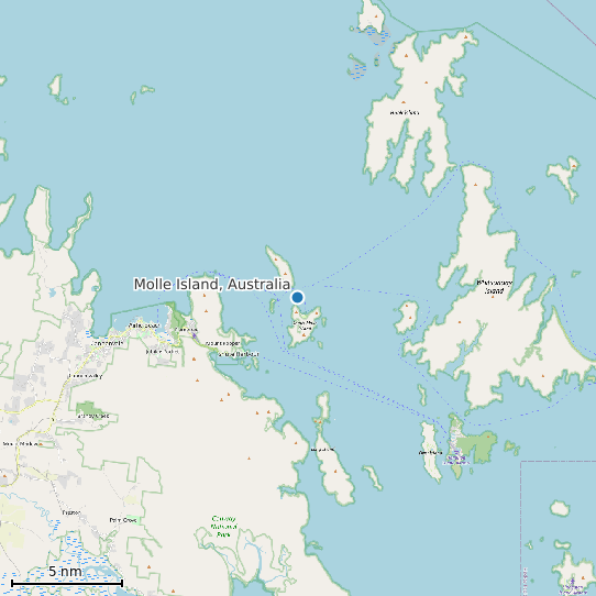 Map of Molle Island, Australia Tide Prediction Station