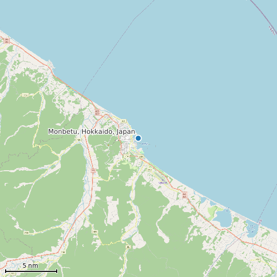 Map of Monbetu, Hokkaido, Japan Tide Prediction Station