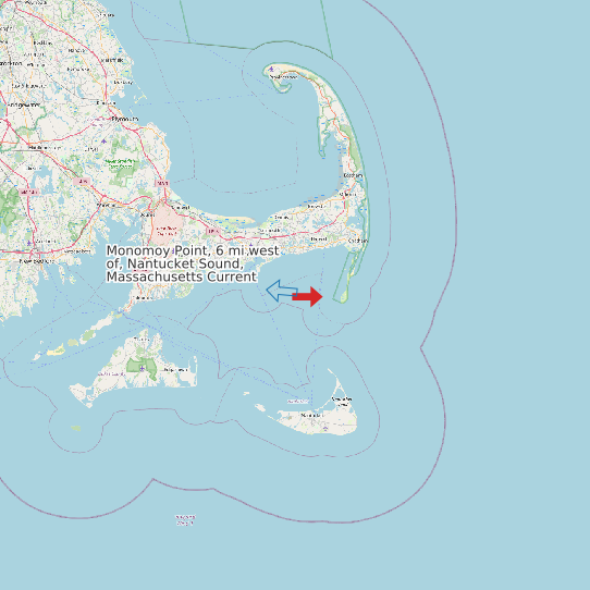Map of Monomoy Point, 6 mi west of, Nantucket Sound, Massachusetts Current Prediction Station