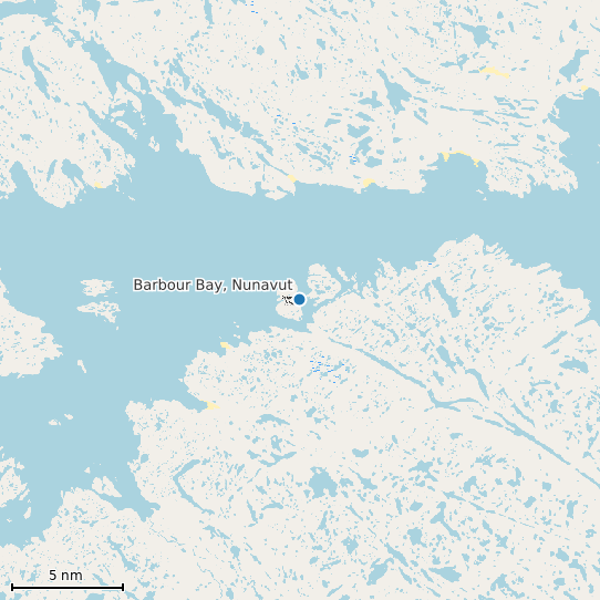 Map of Barbour Bay, Nunavut Tide Prediction Station