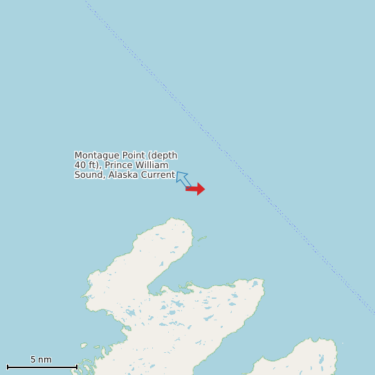 Map of Montague Point (depth 40 ft), Prince William Sound, Alaska Current Prediction Station