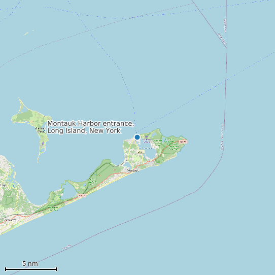 Map of Montauk Harbor entrance, Long Island, New York Tide Prediction Station