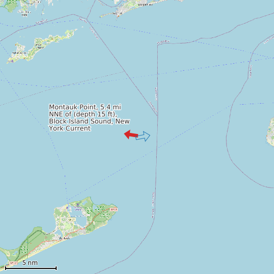 Map of Montauk Point, 5.4 mi NNE of (depth 15 ft), Block Island Sound, New York Current Prediction Station