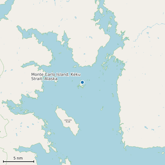 Map of Monte Carlo Island, Keku Strait, Alaska Tide Prediction Station