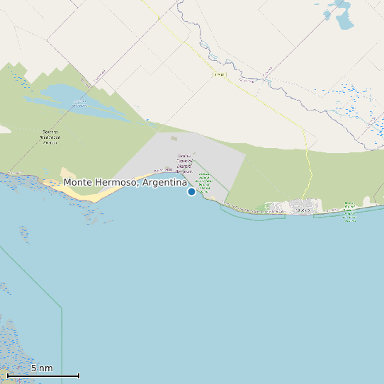 Map of Monte Hermoso, Argentina Tide Prediction Station