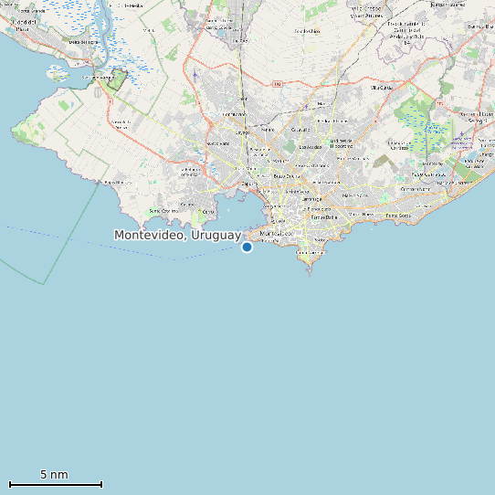 Map of Montevideo, Uruguay Tide Prediction Station