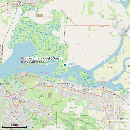 Map of Montezuma Slough, Suisun Bay, California Tide Prediction Station