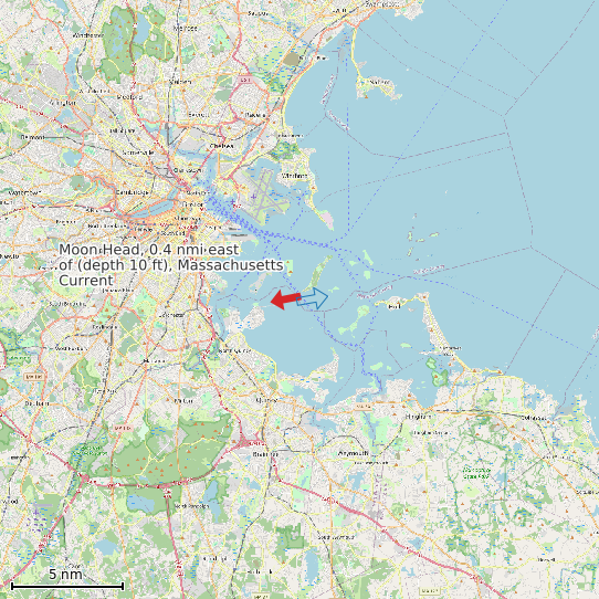 Map of Moon Head, 0.4 nmi east of (depth 10 ft), Massachusetts Current Prediction Station