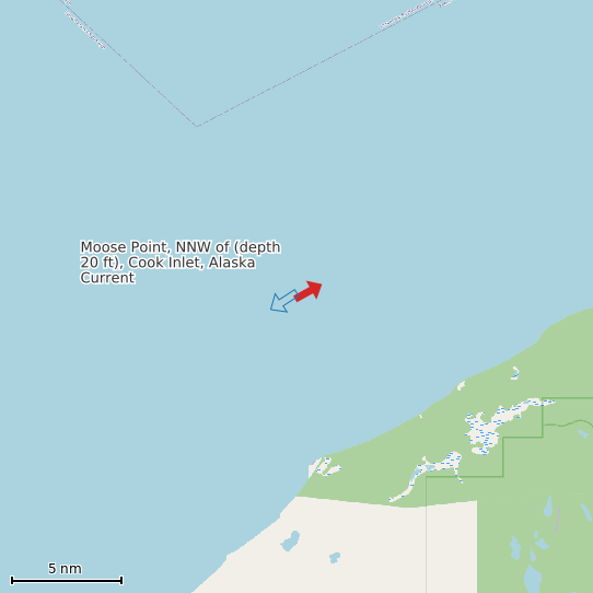 Map of Moose Point, NNW of (depth 20 ft), Cook Inlet, Alaska Current Prediction Station