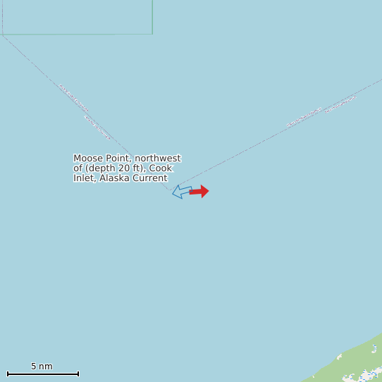 Map of Moose Point, northwest of (depth 20 ft), Cook Inlet, Alaska Current Prediction Station