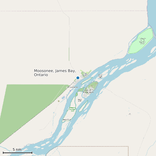 Map of Moosonee, James Bay, Ontario Tide Prediction Station