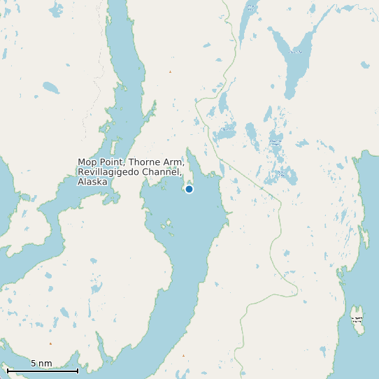 Map of Mop Point, Thorne Arm, Revillagigedo Channel, Alaska Tide Prediction Station