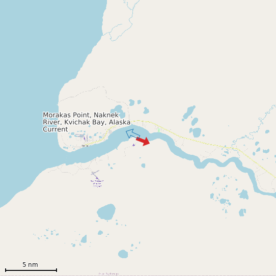 Map of Morakas Point, Naknek River, Kvichak Bay, Alaska Current Prediction Station