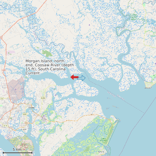Map of Morgan Island, north end, Coosaw River (depth 15 ft), South Carolina Current Prediction Station