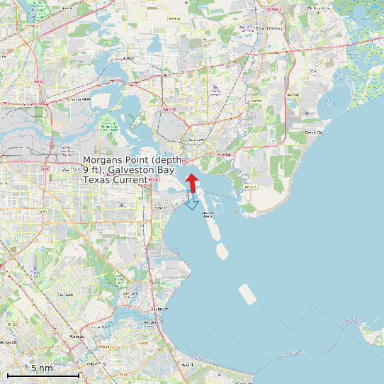 Map of Morgans Point (depth 9 ft), Galveston Bay, Texas Current Prediction Station