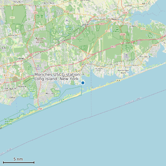 Map of Moriches USCG station, Long Island, New York Tide Prediction Station