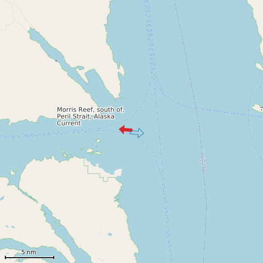 Map of Morris Reef, south of, Peril Strait, Alaska Current Prediction Station