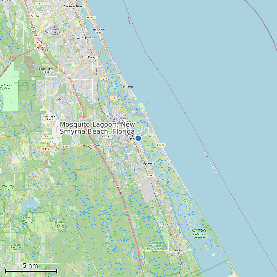 Map of Mosquito Lagoon, New Smyrna Beach, Florida Tide Prediction Station