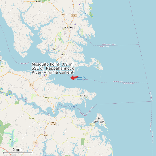 Map of Mosquito Point, 0.9 mi SSE of, Rappahannock River, Virginia Current Prediction Station