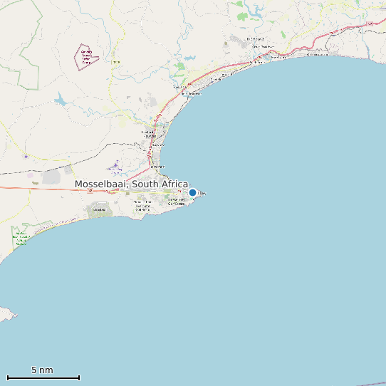 Map of Mosselbaai, South Africa Tide Prediction Station
