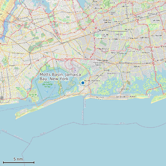 Map of Motts Basin, Jamaica Bay, New York Tide Prediction Station