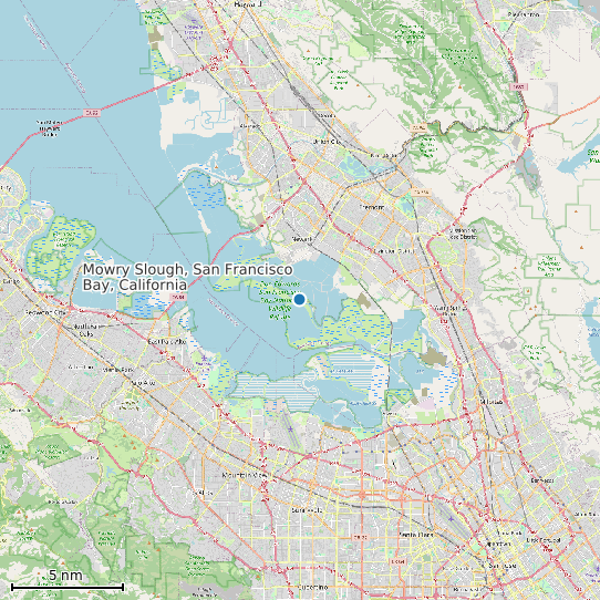 Map of Mowry Slough, San Francisco Bay, California Tide Prediction Station
