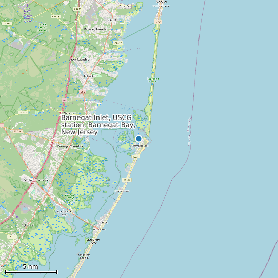 Map of Barnegat Inlet, USCG station, Barnegat Bay, New Jersey Tide Prediction Station