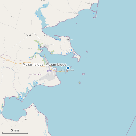 Map of Mozambique, Mozambique Tide Prediction Station
