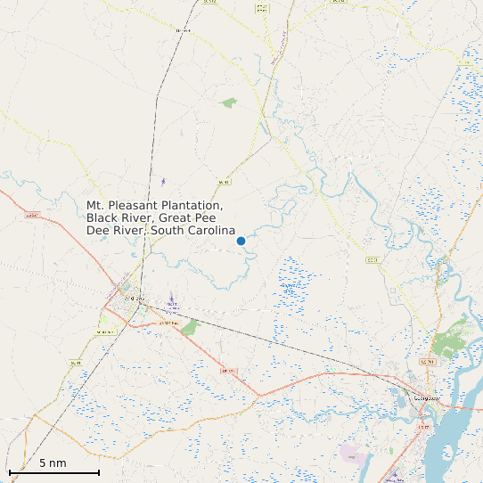 Map of Mt. Pleasant Plantation, Black River, Great Pee Dee River, South Carolina Tide Prediction Station