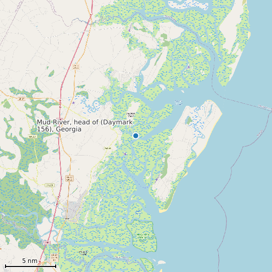 Map of Mud River, head of (Daymark 156), Georgia Tide Prediction Station