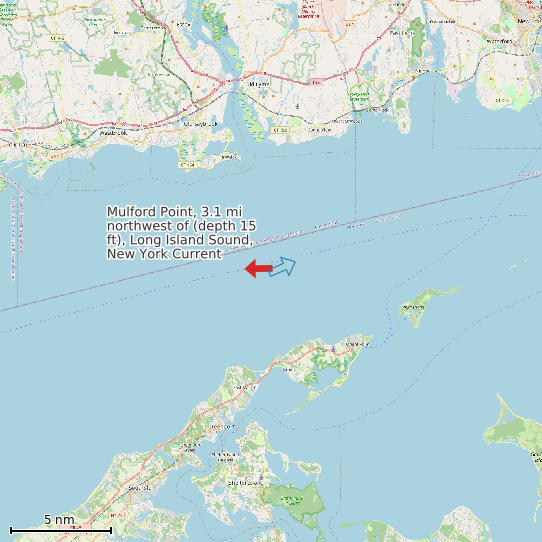 Map of Mulford Point, 3.1 mi northwest of (depth 15 ft), Long Island Sound, New York Current Prediction Station