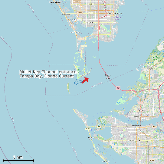 Map of Mullet Key Channel entrance, Tampa Bay, Florida Current Prediction Station