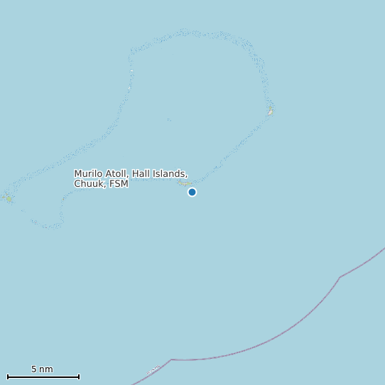 Map of Murilo Atoll, Hall Islands, Chuuk, FSM Tide Prediction Station