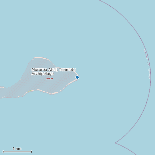 Map of Mururoa Atoll, Tuamotu Archipelago Tide Prediction Station