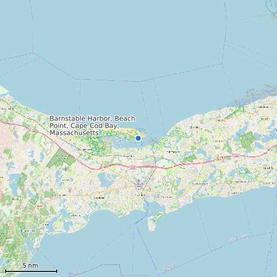 Map of Barnstable Harbor, Beach Point, Cape Cod Bay, Massachusetts Tide Prediction Station