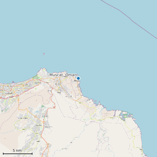 Map of Muscat, Oman Tide Prediction Station