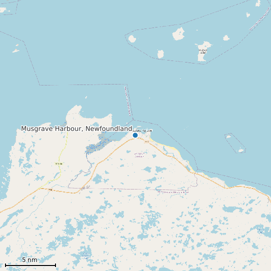 Map of Musgrave Harbour, Newfoundland Tide Prediction Station