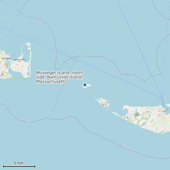 Map of Muskeget Island, north side, Nantucket Island, Massachusetts Tide Prediction Station