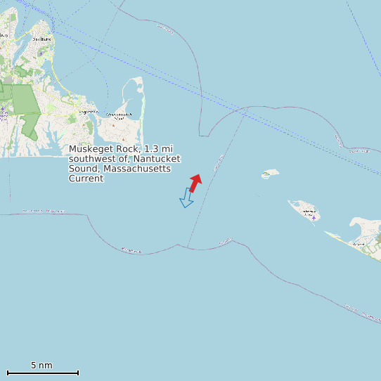 Map of Muskeget Rock, 1.3 mi southwest of, Nantucket Sound, Massachusetts Current Prediction Station