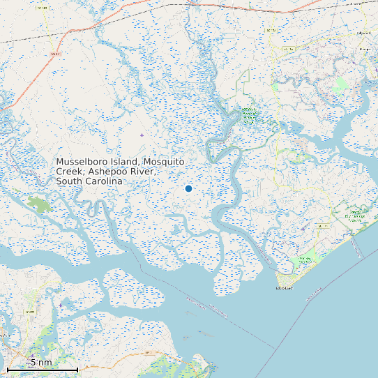 Map of Musselboro Island, Mosquito Creek, Ashepoo River, South Carolina Tide Prediction Station