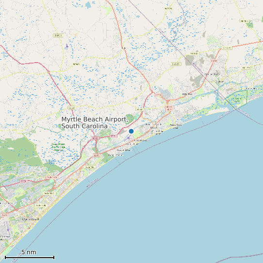 Map of Myrtle Beach Airport, South Carolina Tide Prediction Station